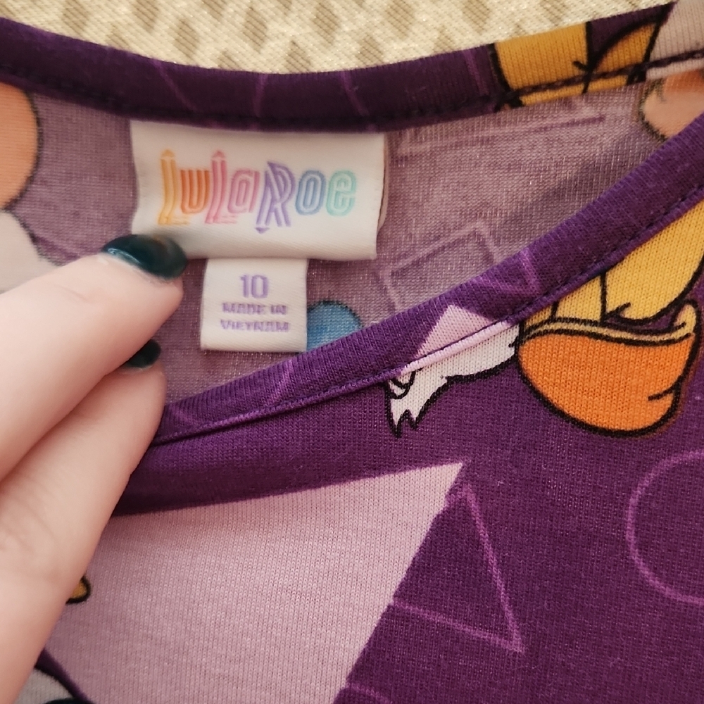 Girls LuLaRoe Purple Donald Print Dress - Picture 2 of 7